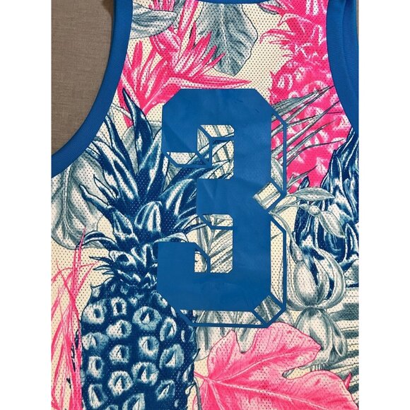 Adidas Jersey Mens XL Blue Pink Pineapple Tropical Mesh Basketball Tank. - Picture 5 of 8